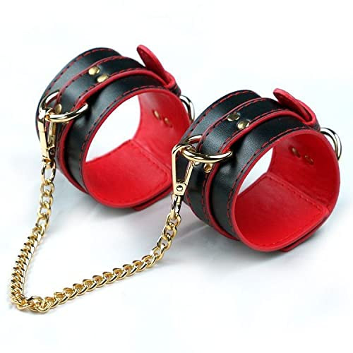 SM Set including PU leather wrist restraints and removeable connecting chain