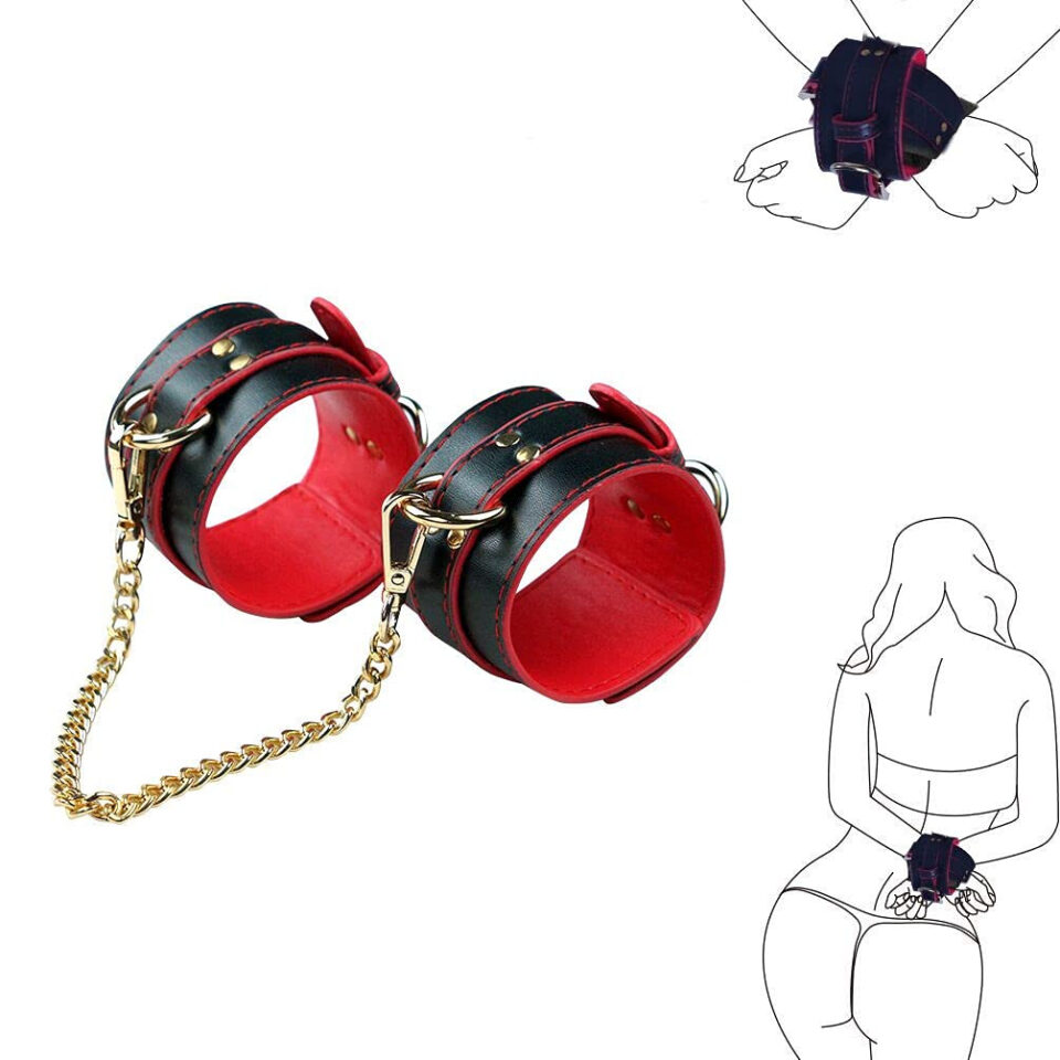 SM Set including Restraints, Butt Plug, Nipple Clamps and Blindfold suggested use