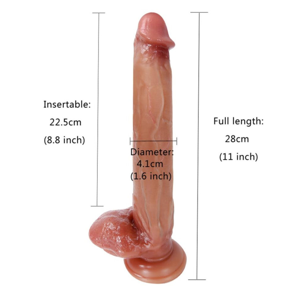 Luna 11 Inch Dildo Realistic Double Skin Dildo Dimensions